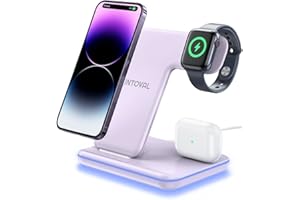 Intoval Wireless Charger, 3 in 1 Charger for iPhone/iWatch/Airpods, Qi-Certified Charging Station for iPhone Pro/Pro Max15/ 1