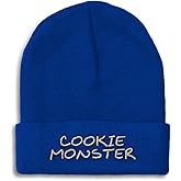 Custom Beanies for Men Cookie Monster Embroidery Design Skull Cap Winter Hats for Women Acrylic One Size