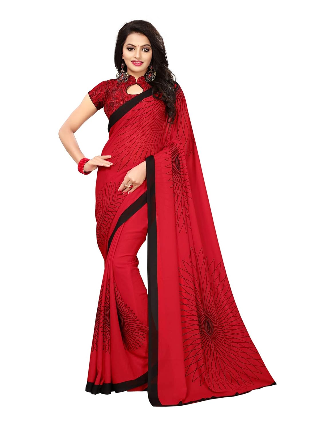 kanchnar women's georgette printed saree