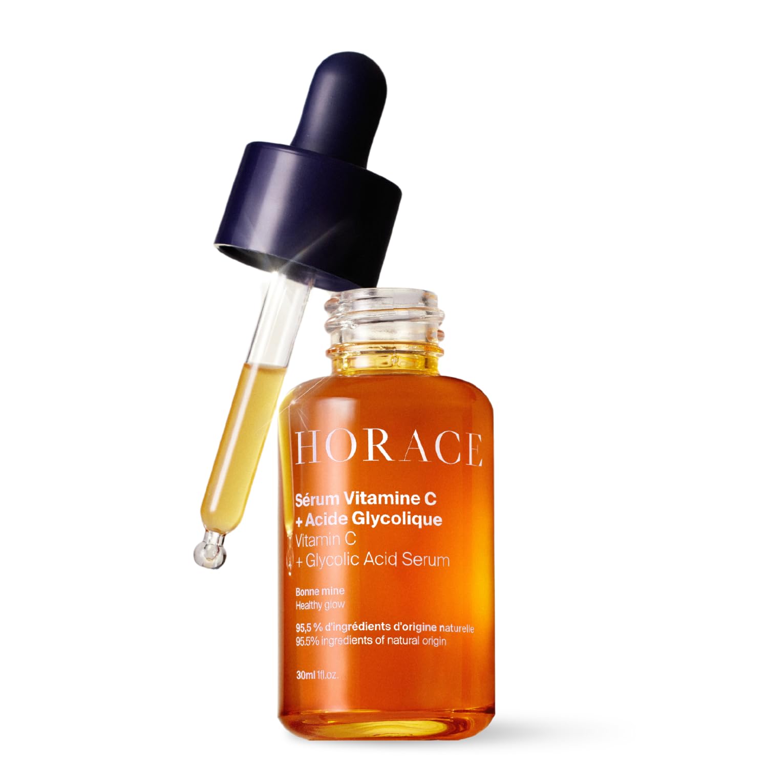 HORACE Vitamin C + Glycolic Acid Face Serum for Men – Unscented, 30ml – Vegan Skincare for All Skin Types - Brightening Facial Treatment for Dull Skin, Radiance Boost, and Even Complexion