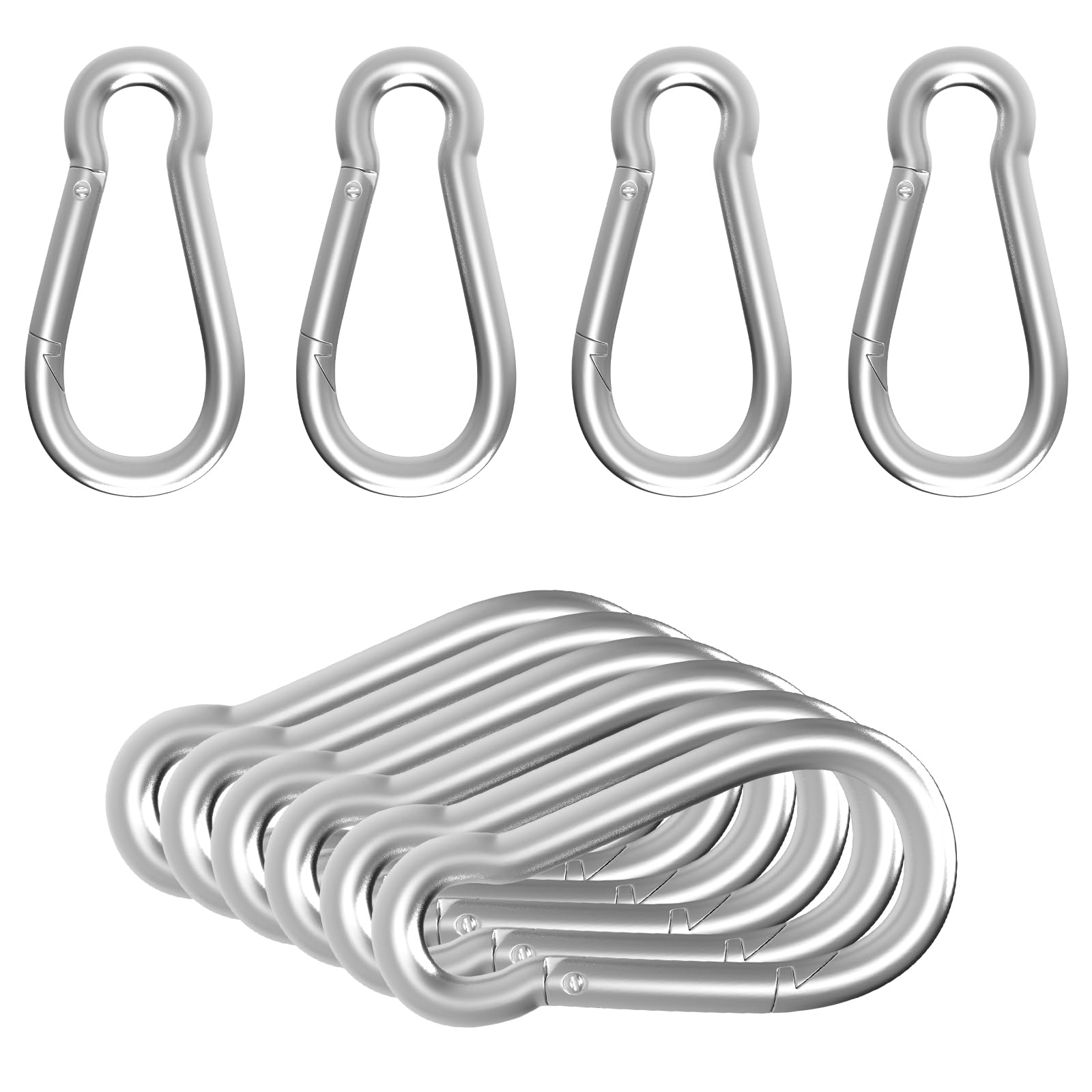 Photo 1 of 10-Pack M6 Carabiners Clip Heavy Duty Spring Snap Hook, 2.35Inch Galvanized Steel Carabiner, Safety Quick Links Snap Hooks, Spring Clips for Swing Hammock Camping Keychain Outdoor