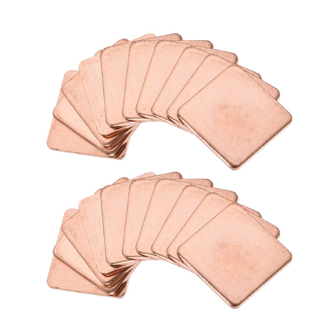 sourcing map Flat IC Chipset Thermal Copper Heatsink for CPU GPU 20 x 20 x 1.5mm 20pcs