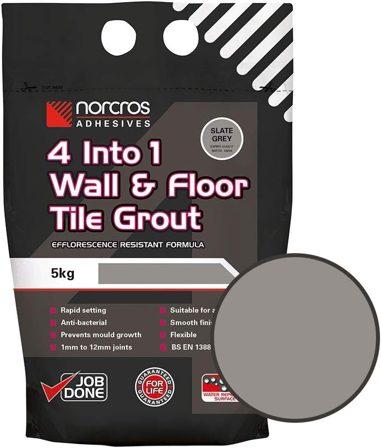 Norcros 4 into 1 Wall & Floor Slate Grey Tile Grout, Per Unit