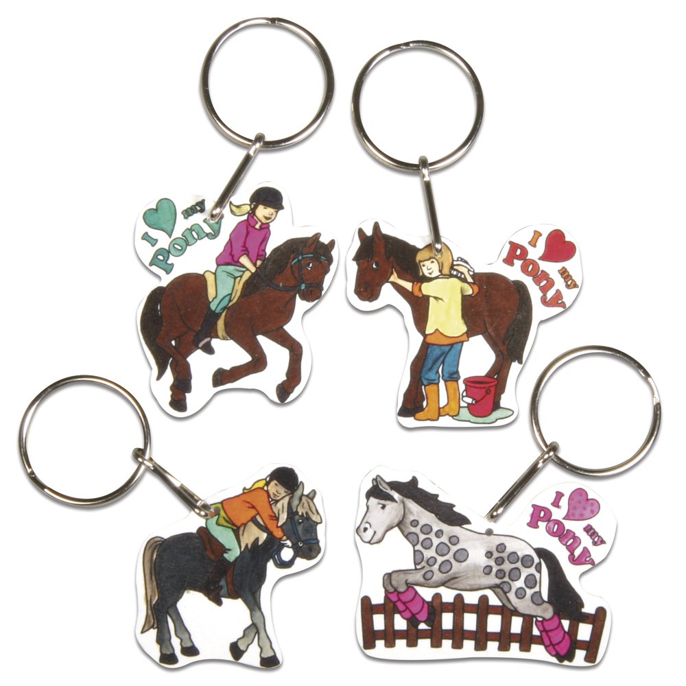 RAYHER Magic Shrinking Art "My Pony", 4 Charms with Key Rings