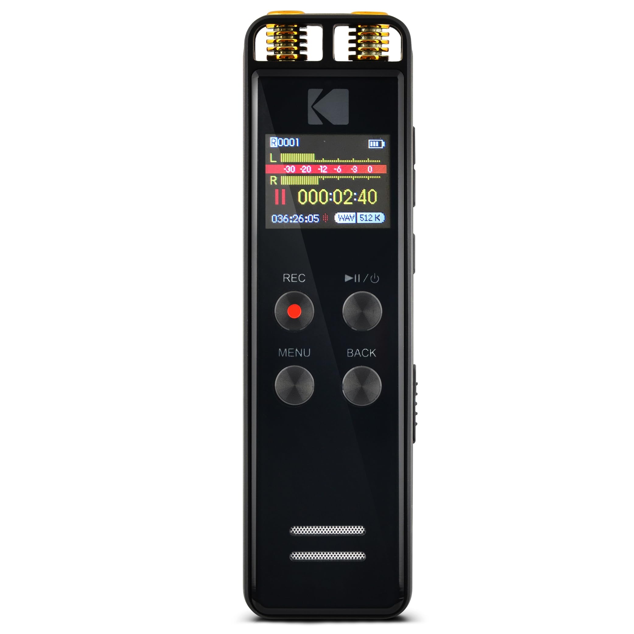 KODAK VRC550 - High-Intensity Voice Recorder, Advanced Mini Rechargeable Dictaphone with Voice Command, Lithium Battery, MP3 Player, and Listening Device