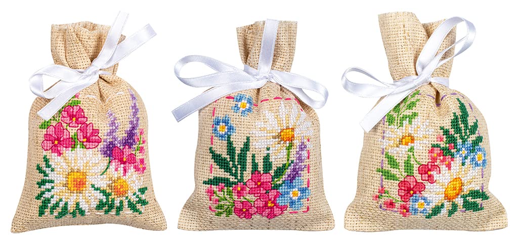 Vervaco Set of 3 Spring Flowers Bag Kit
