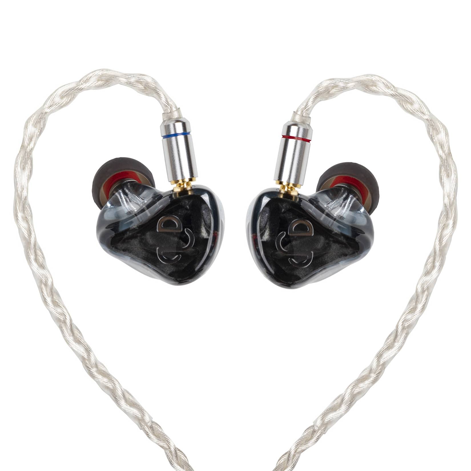 M5 in-Ear Audiophile Headphones 5BA Drivers HiFi IEMs with Two Detachable Cables Three Pairs of Tuning Filters（Black）