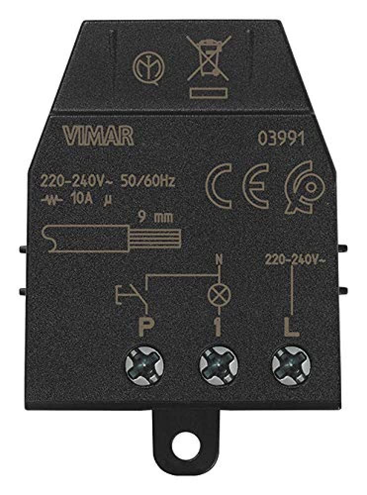 Vimar 03991 Quid Magnetic Relay Module for Sequential Impulse ON/OFF, 1 Input for NO Button, 1 Relay Output NO 10A 220-240V ~ 50/60Hz