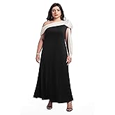 BABEYOND Formal Dress for Women - Plus Size Black Prom Dress One Shoulder Evening Dresses Cocktail Gown for Wedding Guest
