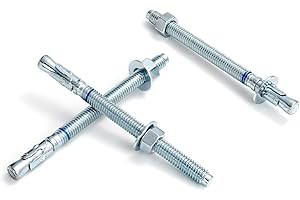 HROMIGRY 3/8" x 5" Concrete Anchors (50 Pack) 3/8 inch Wedge Anchors Bolts Zinc Plated