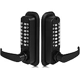 Souyou New Upgrade Double Sided Keyless Door Lock with Handle,Stainless Steel Waterproof Double Sided Keyless Door Lock (Black,with Large Cushion)