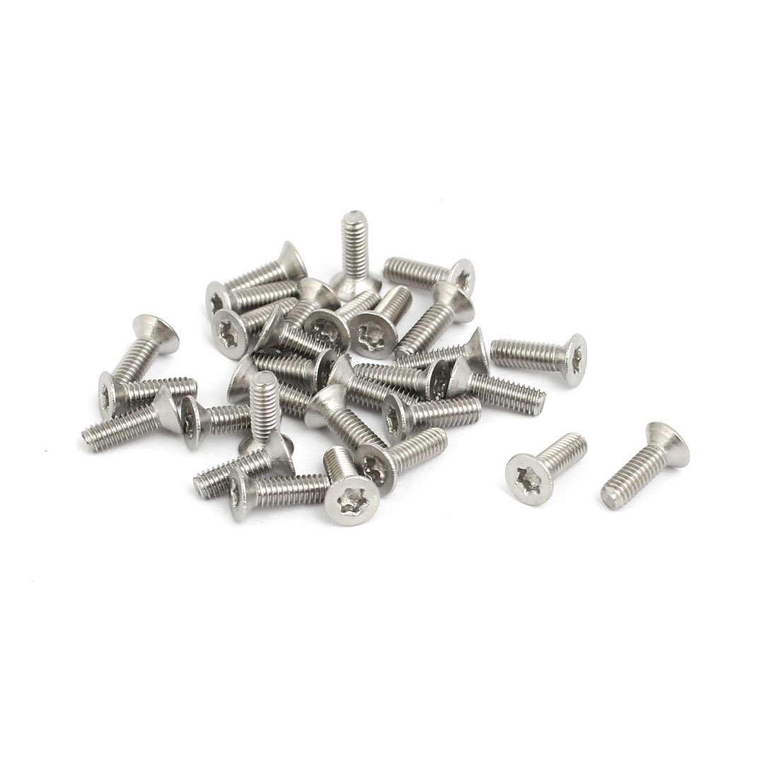 Sourcingmap M2.5x8mm T8 304 Stainless Steel Flat Torx Head Screw 30pcs