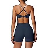 QBGJTD Womens Workout Sets Cross Back Sports Bras Matching High Waist Biker Shorts Yoga Jogger Outfits Work Out Clothes