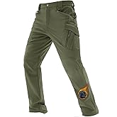 TACVASEN Men's Winter Work Pants Fleece Lined Tactical Snow Ski Pant Waterproof Insulated Cargo Hiking Trousers 9 Pocket