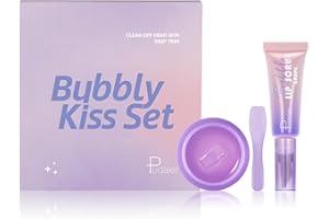 ZUK Bubble Lip Mask Set for Dry Lips, Gentle Lip Exfoliator Scrub for Chapped Lip Care, Sleeping Lip Mask, Hydrating Lip Balm for Smooth Soft Lips, Bubble Lip Mask with Brush Head, Cruelty-Free and Vegan