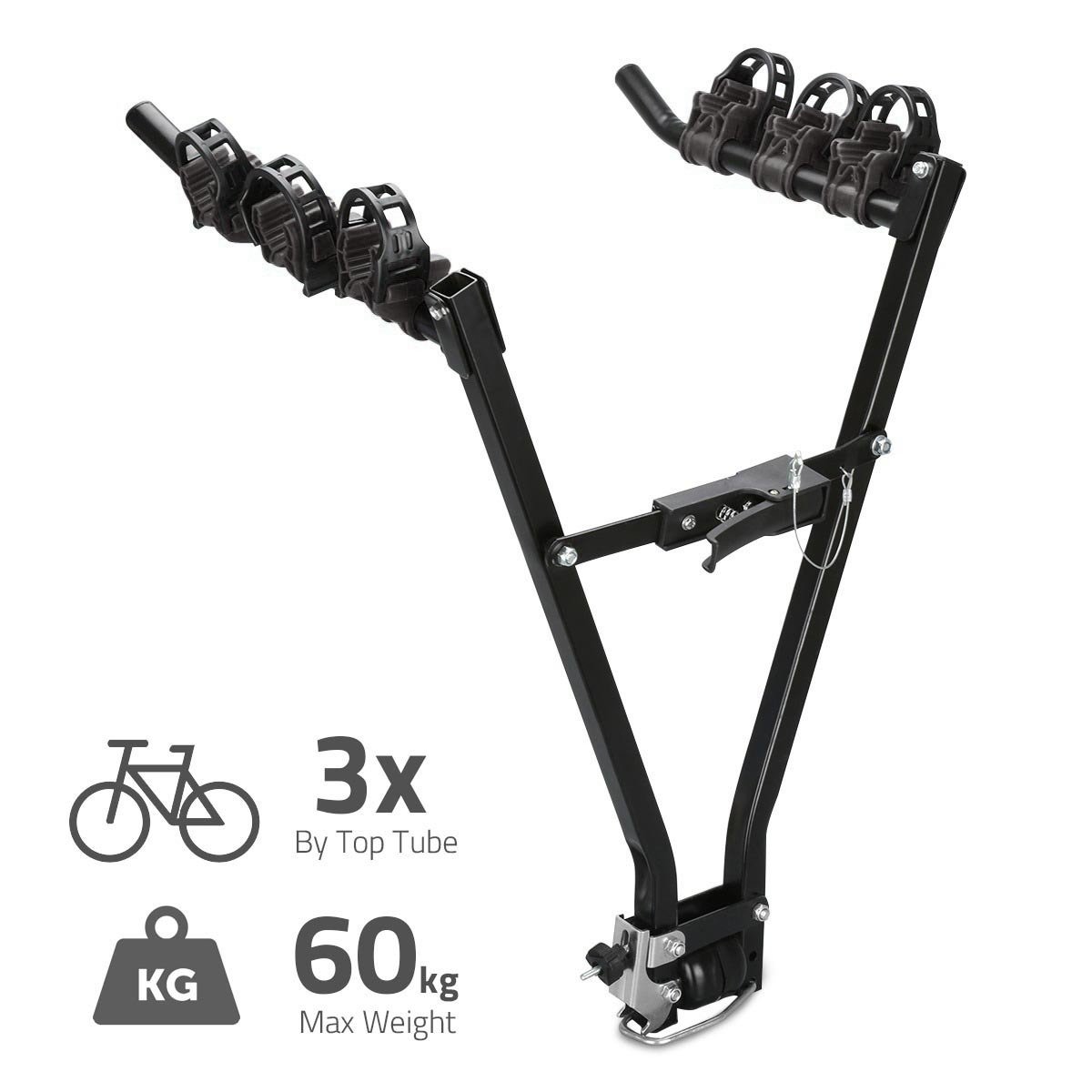 完売 折りたたみ式v形状車マウント背面バイクキャリア自転車ラック2 牽引ボールクランプ B0787ln77x 代引不可 90a3acu P1ai