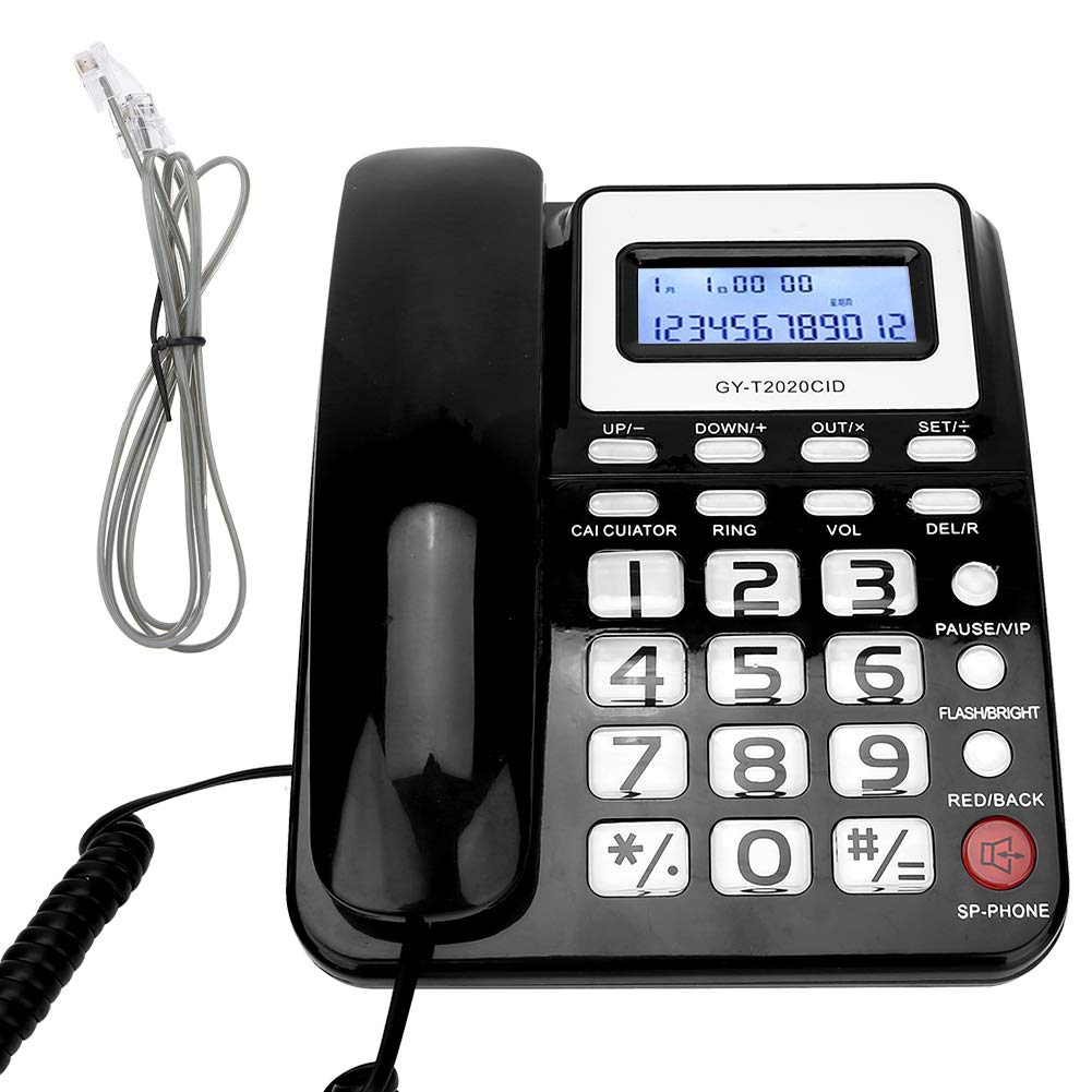 Desktop Corded Telephone, Landline Telephone with Big Buttons, Caller ID Display, Phone Calls Record Checking, Calculator, for Home Office Hotel