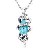 DOLIOX Genuine Turquoise Snake Necklace for Women, Sterling Silver Vintage Native American Western Jewelry Birthdays Gift