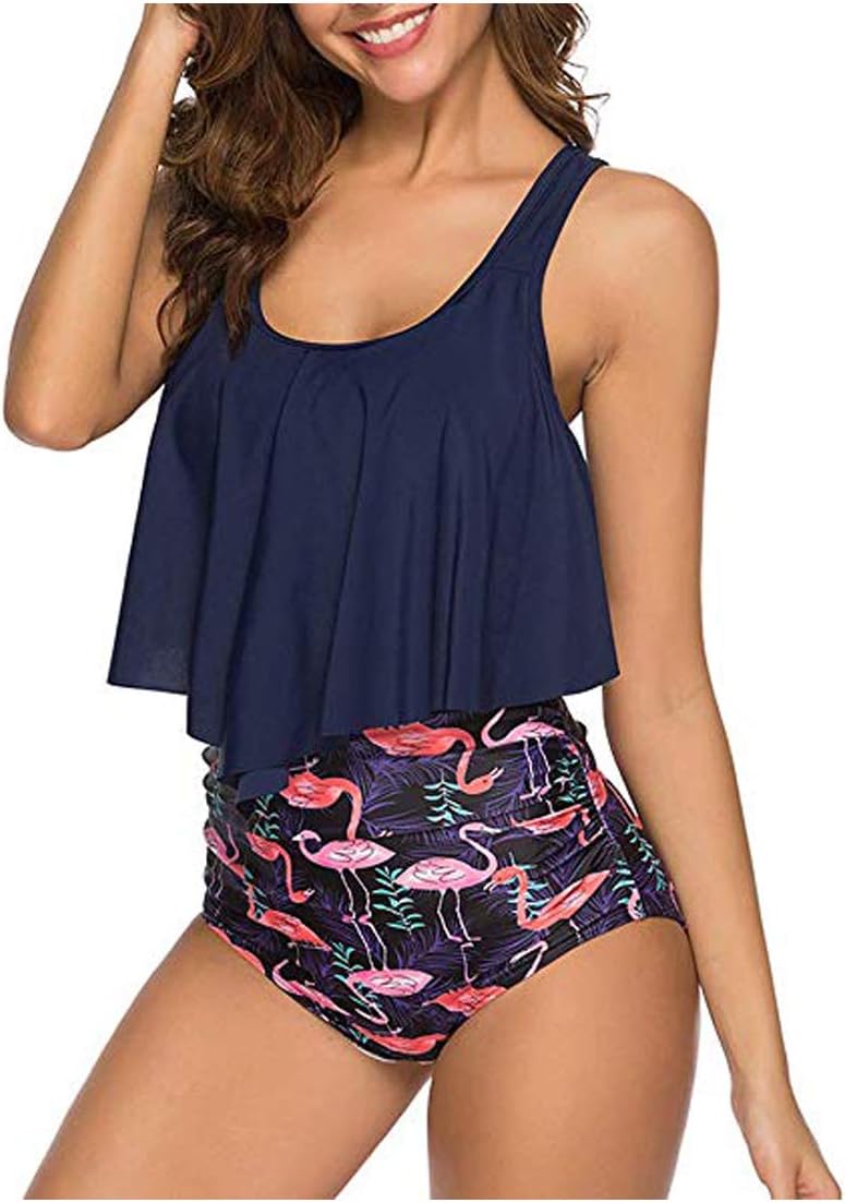 Women's Two Piece Swimsuits Ruffled Flounce Tankinis Swimwear Beach Bathing Suit Bikini Set