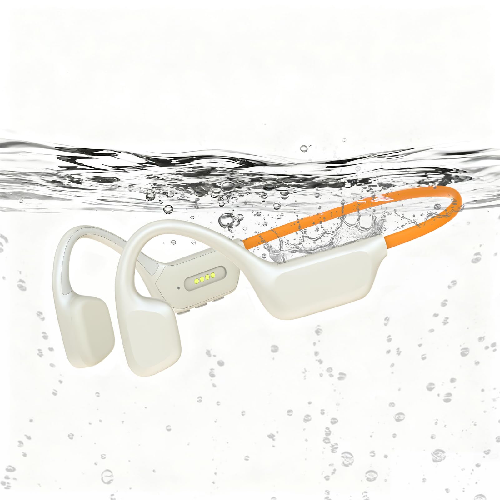 Photo 1 of MARLALL Pearl Finish Swimming Headphones, IPX8 Waterproof Bone Conduction Headphones with Built-in MP3, Open Earphones Underwater Swim Earbuds with Bluetooth Sport Headsets for Swimming-Beige