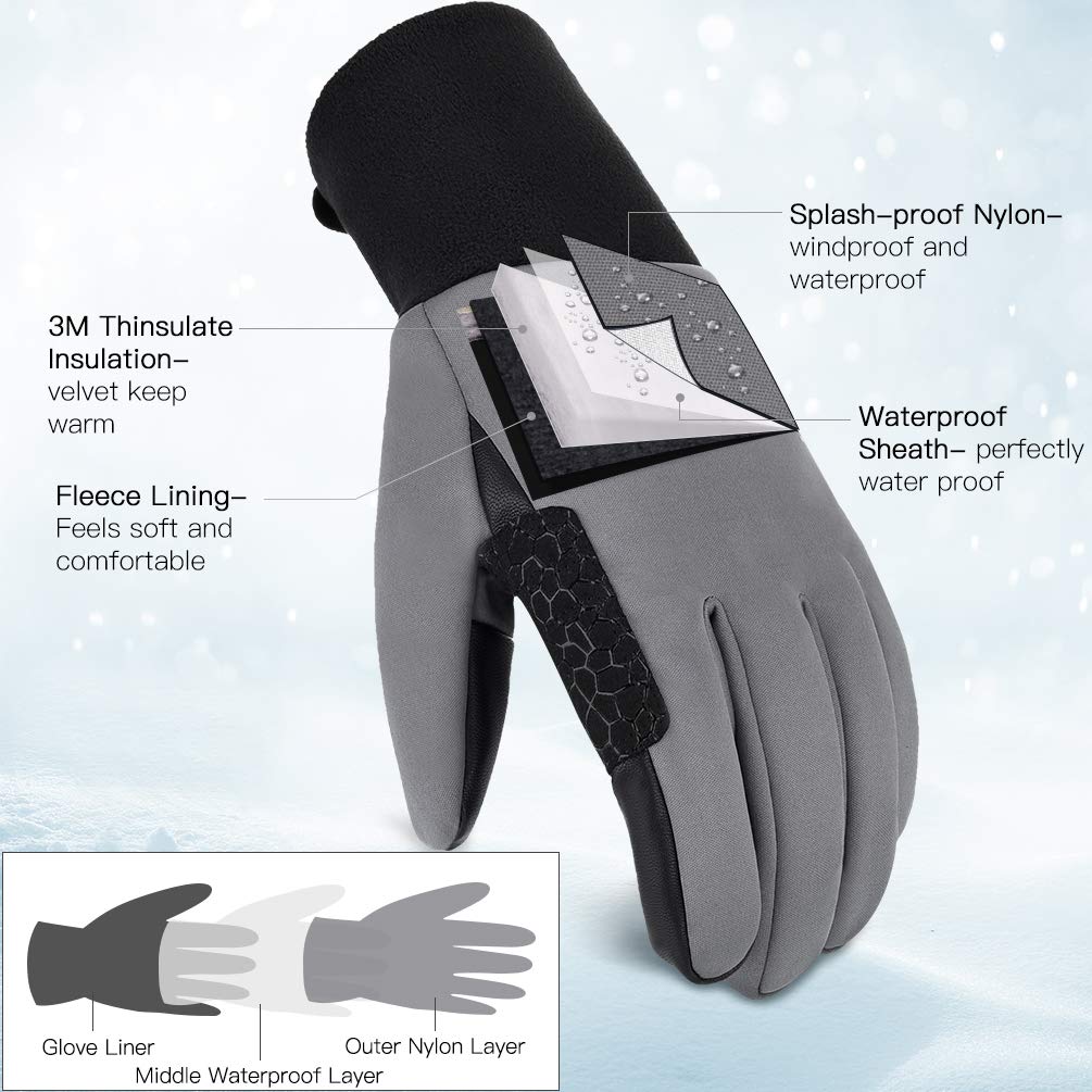 Waterproof Winter Gloves Fleece Warm Gloves Cold Weather Motorcycle Anti-slip Gloves Touch Screen Gloves for Women Men