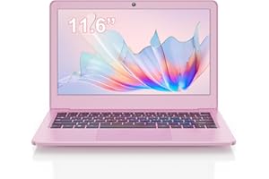 PONKLOIE Laptop Windows 11 Pro, Small Computer for Business & Students, 8GB RAM 128GB ROM, 11.6", N4000 Processor, 6-Port, HDMI, Bluetooth 5 & wifi5, Lightweight Mini Laptop for Office & Study(Pink)