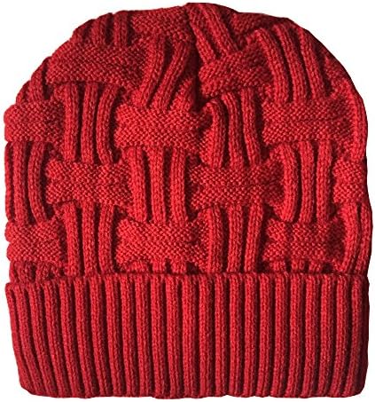 ZAONE Mens Winter Knitting Warm Hat Daily Slouchy Wool Beanie Skull Cap (One Size, Red)