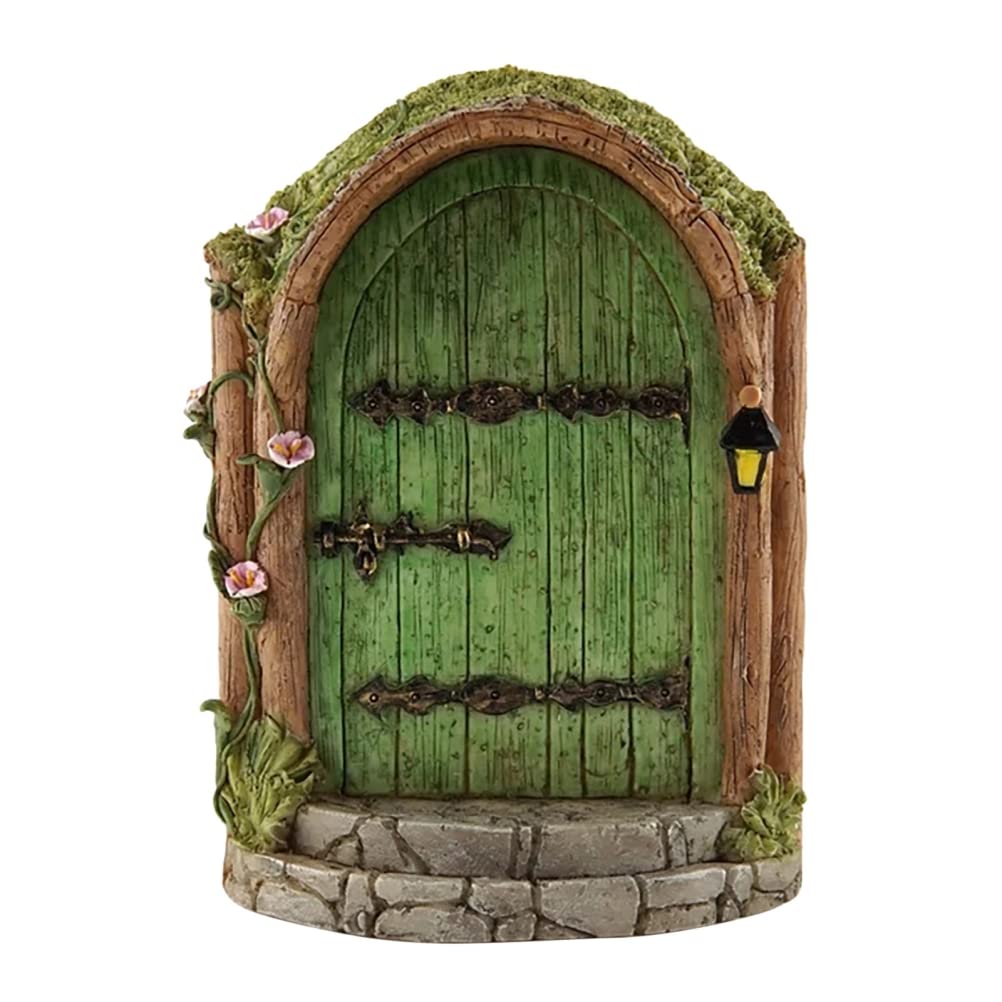 HEEPDD Fairy Door for Trees & Garden, Handcrafted Wooden Miniature Door with Hollow Window Outdoor & Indoor Decor for Kids Room, Fairy Garden Accessory & Magical Gift