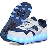HANSYBAY Girls Roller Shoes LED Lights Up Sneakers with Wheels Removable Lightweight Roller Skates Boys Beginners Trainers Skate Comfortable Sports Footwear Athletic USB Charge Sneaker Kids Gifts