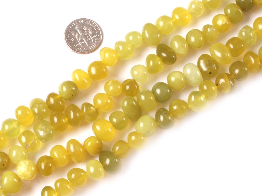 Sweet & Happy Girl's Store 8-10x12-14mm Potato Shape Gemstone Lemon Jade Beads Strand 15 Inch Jewellery Making Beads
