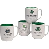 St. Patrick’s Day Mug Set of 4 – 18 oz Irish-Themed Ceramic Coffee Mugs with Fun Sayings – Perfect for Coffee, Tea, or Hot Cocoa – Dishwasher & Microwave Safe