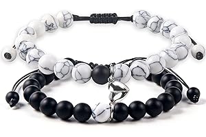 TOKCOUSUN 2 Pcs Magnetic Couples Bracelets Matching Bracelets Adjustable Connecting Bracelets, Double Rope Strong Couple Valentines Day Gifts Friendship Beads Bracelet