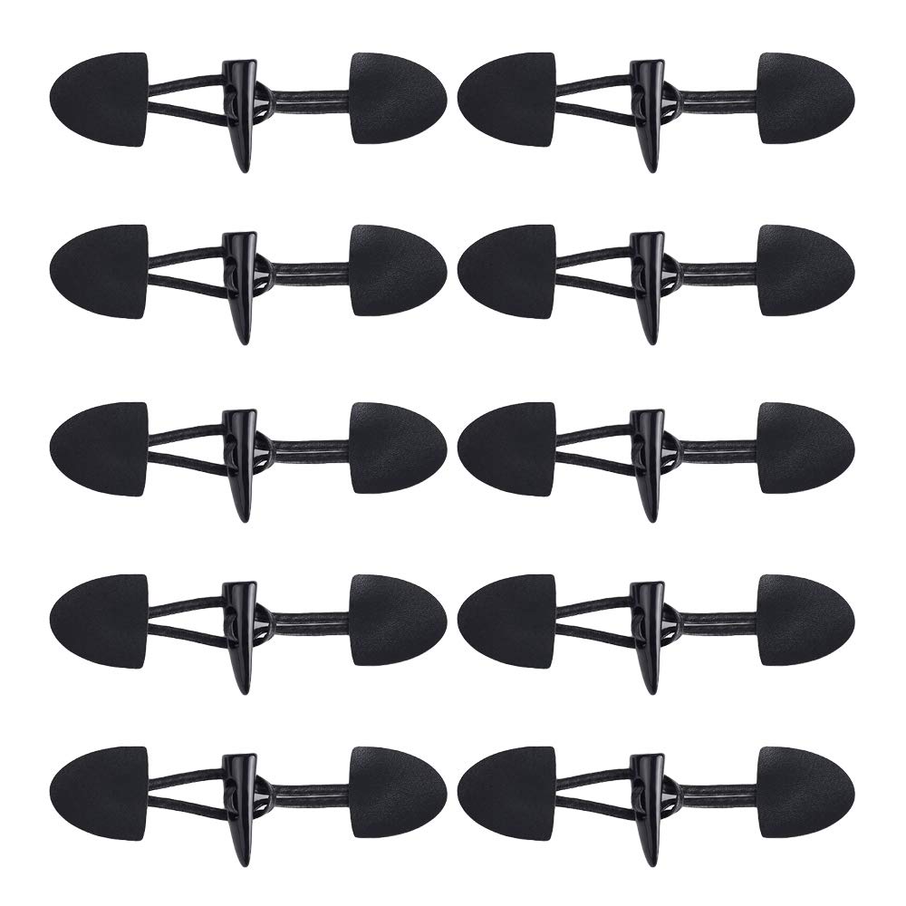JKJF Pu Leather Sew-On Toggles with Black Resin Horn Button for Coat Cape Jacket Clothing Buttons Replacement Kit 10 Sets Black
