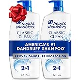 Head & Shoulders Anti-Dandruff Shampoo and Conditioner with 1% Pyrithione Zinc, Classic Clean 2-in-1 Twin Pack, Fresh Scent, Flake Control, Scalp Care, Color-Safe, 32.1 fl oz Each