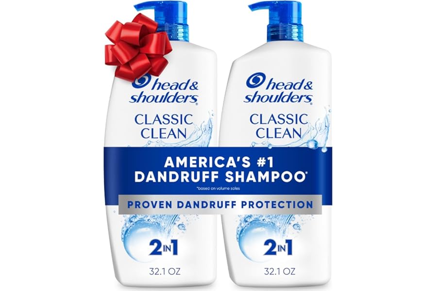 Head & Shoulders Anti-Dandruff Shampoo and Conditioner, Classic Clean 2-in-1 Twin Pack, 1% Pyrithione Zinc, Flake Control, Scalp Care, Color-Safe, 32.1 fl oz Each