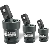 VEAPIZ 3Pcs Impact Universal Joint Socket Swivel Set | 1/4", 3/8", 1/2" Drive Socket Extension Set， Cr-Mo Steel Universal Joint Adapter