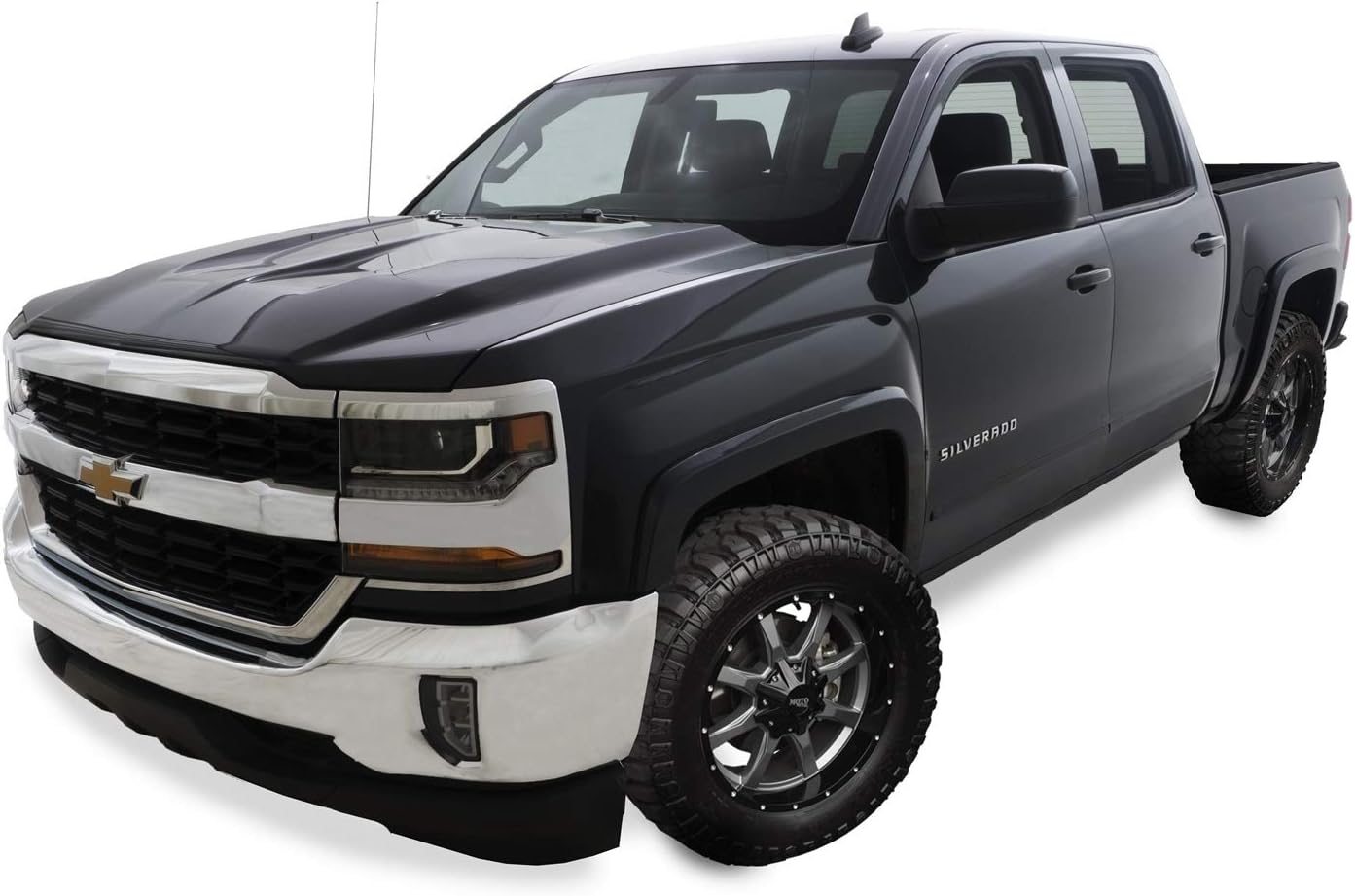 BushwackerOE Style Color-Matched Front & Rear Fender Flares | 4-Piece Set, Black, Smooth Finish | 40956-34 | Fits 2016-2018 Silverado 1500; 2017-2019 Silverado 2500/3500 HD (Excludes Dually)