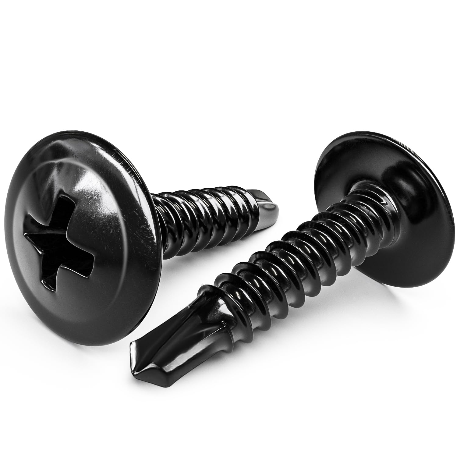 Photo 1 of mxuteuk #8×1/2" & 5/8" Truss Head Blcak Self Tapping Screws,410 Stainless Steel Self Tapping Screws for Metal (100PCS)