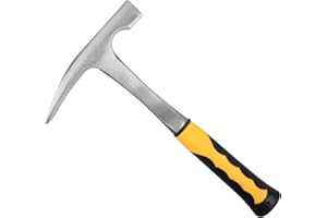 KEILEOHO 32oz 11.8 Inch Rock Pick Hammer With Skid Handle,All Steel Geologist Hammer, Drop Forged Masonry Hammer with Pointed Tip for Mining, 2lbs