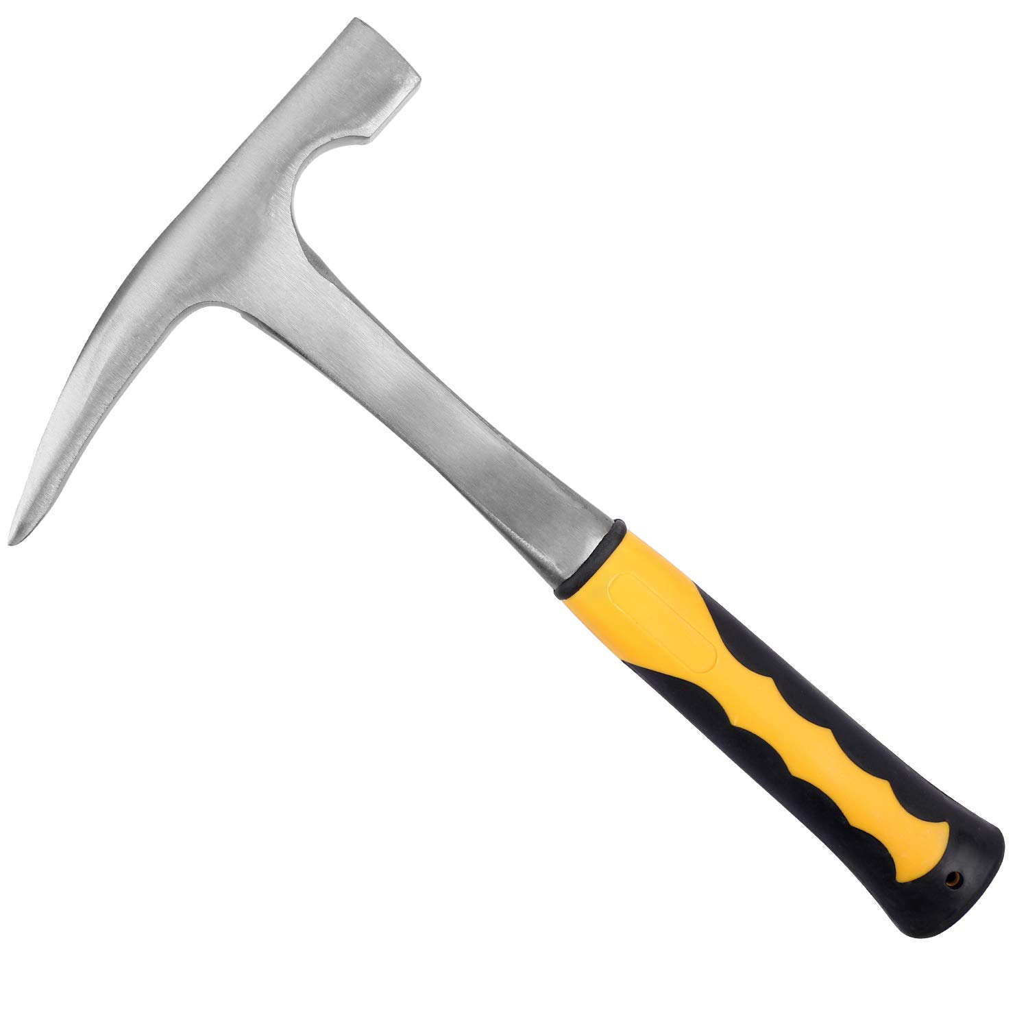 KEILEOHO 32oz 11.8 Inch Rock Pick Hammer With Skid Handle,All Steel Geologist Hammer, Drop Forged Masonry Hammer with Pointed Tip and Shock Reduction Grip for Mining, 2lbs