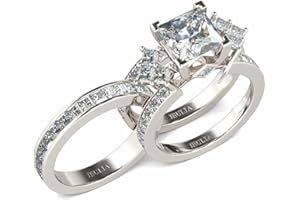 Jeulia 4.1 Carat Bridal Ring Sets for Women Princess Cut Engagement Rings Sterling Silver Wedding Band Interchangeable Rings 