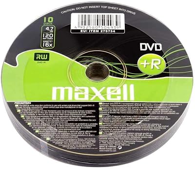 Maxell DVD+R 16x Recordable Discs 4.7GB Blank Media 10 Pack Shrink Wrapped