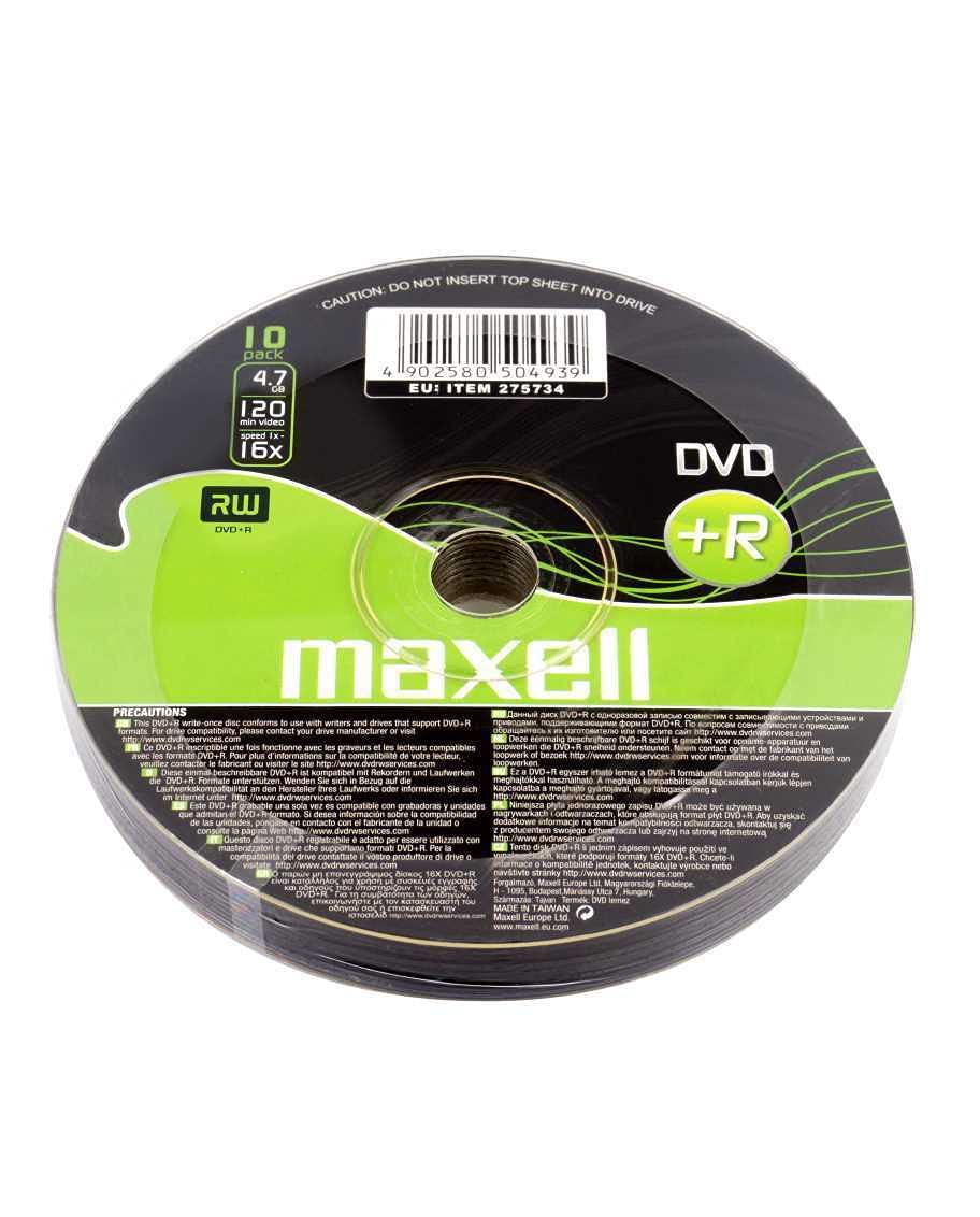 Maxell DVD+R 16x, 10 pièces en shrink