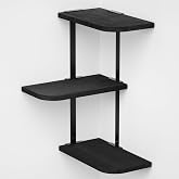 Love-KANKEI Corner Wall Shelf 3 Tier,Solid Wood with Bracket,17" Tall,Black | Floating Wall Shelves,Easy to Install,Capacity 26 Lbs,For Bedroom Living Room Bathroom Kitchen Office Display,Decor