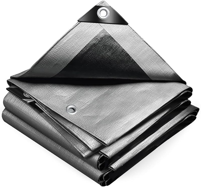 VOUNOT 3x4m Tarpaulin 240 g/m² Waterproof Ground Cover Eyelets Grey