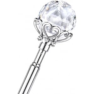 Lovelyshop Crystal Ball Fairy Scepter, Extendable Metal Wand, 15-in, Sliver