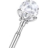 Lovelyshop Crystal Ball Fairy Scepter, Extendable Metal Wand, 15-in, Sliver