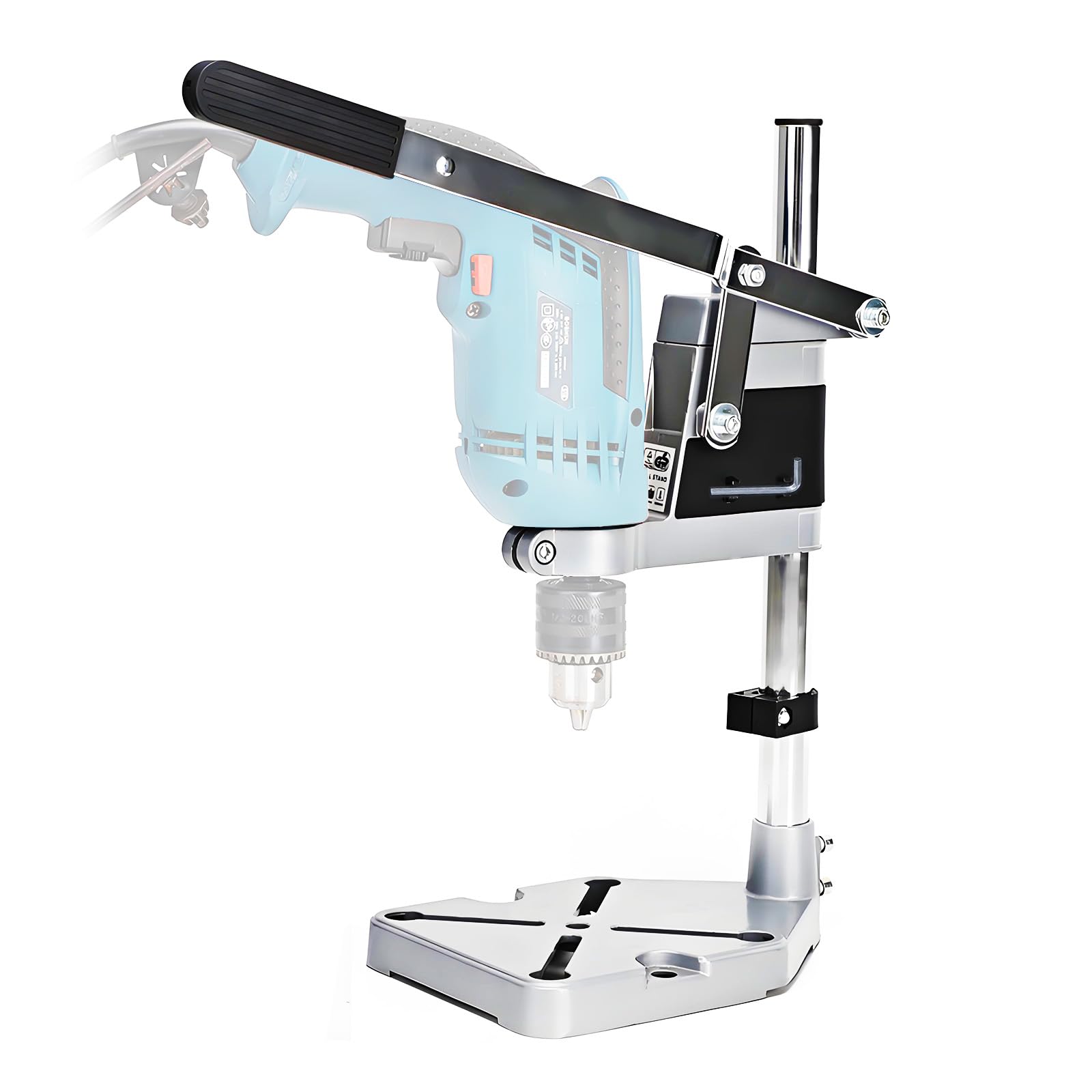 Adjustable Vertical Drill Stand With Non-Slip Rubber Ring Clamp, Workbench Press Base Holder for Electric Driller