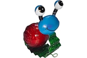 FKKsparkler Snail Garden Decor Metal Yard Art Snail Decor Cute Colorful Wall Decoration for Patio Fence Lawn Flower Beds Gift- Red