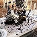 OurWarm PartyTalk Lace Spider Web Table Topper Cloth, 40-Inch Round Black Halloween Tablecloth for Halloween Table Decorations